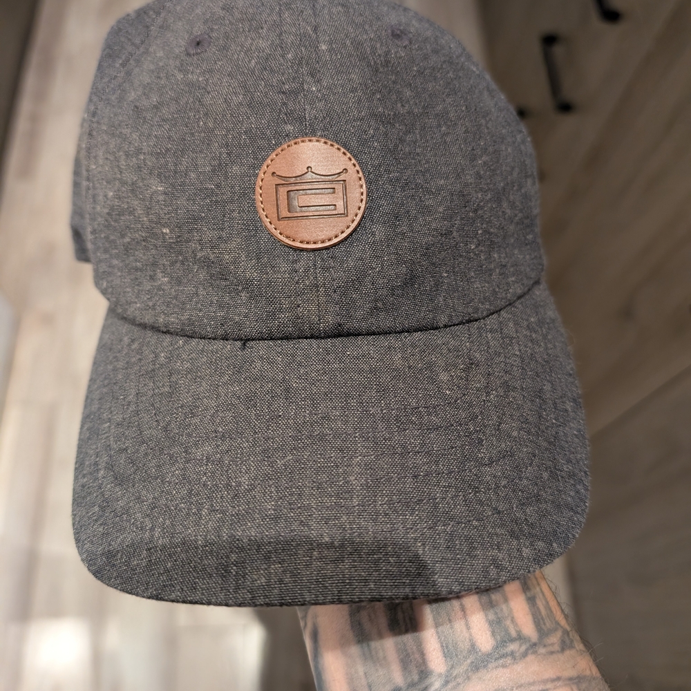 Gray Cap with Leather Patch